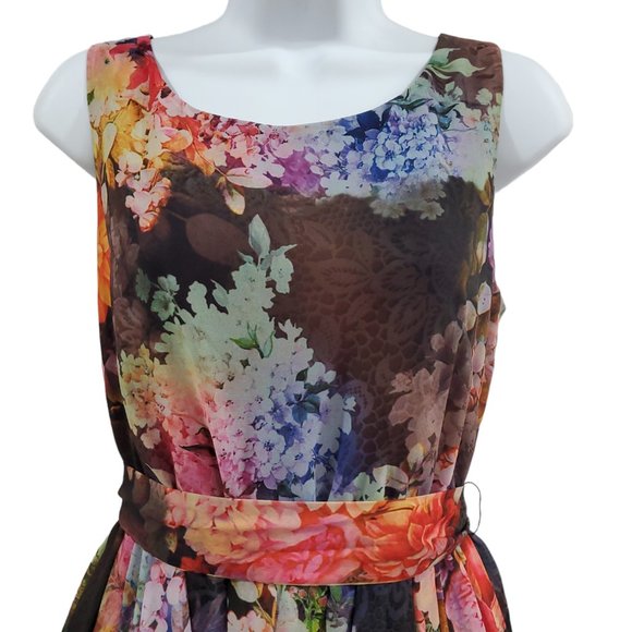 BETSEY JOHNSON Multicolor Floral Dress w/belt - Picture 3 of 12